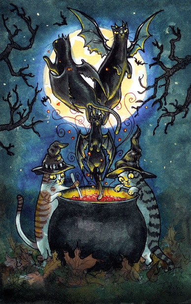 'Kitty Witches' Print