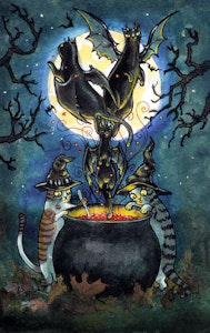 'Kitty Witches' Print