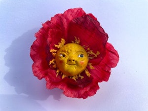 Happy Red Flower Brooch