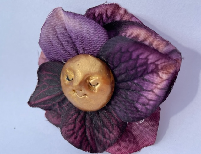 Happy Purple and Gold Flower Brooch