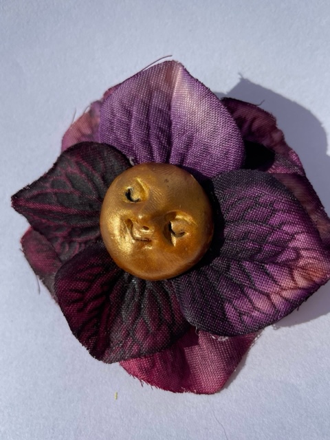 Happy Purple and Gold Flower Brooch