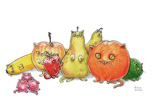 ‘Cat Fruit' Original Painting