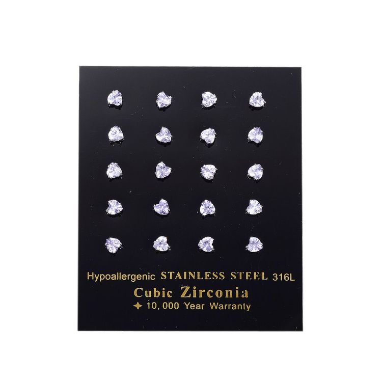 Cubic Zirconia örhängen, 316L Stainless Steel