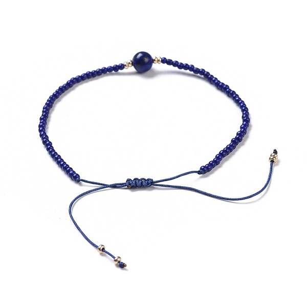 Justerbart armband Lapis Lazuli & seedspärlor