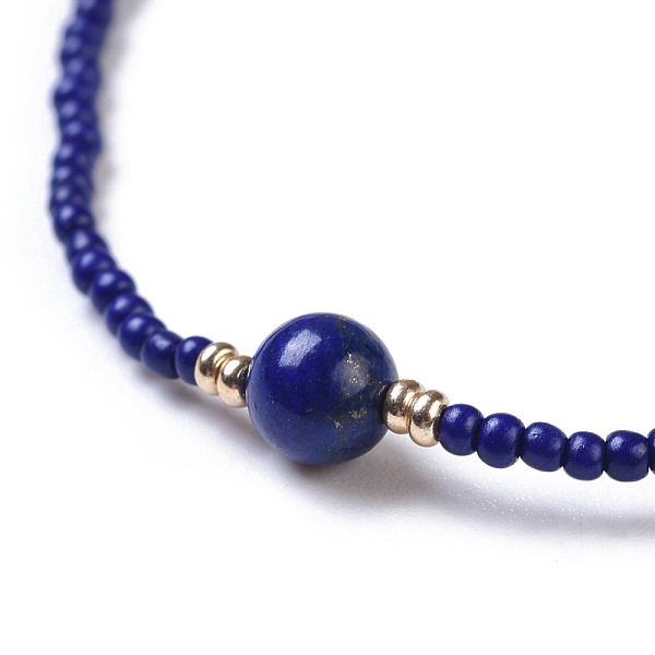 Justerbart armband Lapis Lazuli & seedspärlor