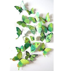 12 st Vägg stickers Fjäril , grön