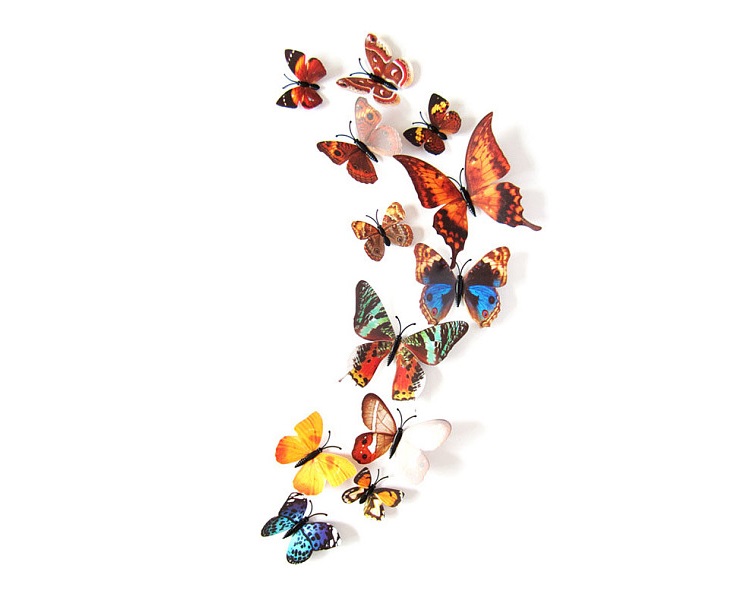 12 st Vägg stickers Fjäril , blandade färger