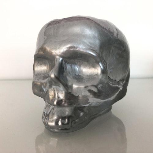 Still Life Skull Silver Metallic, ljuslykta