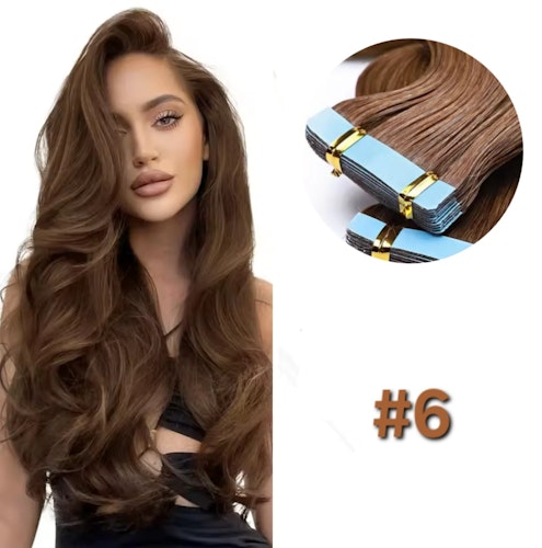 Invisible Tape in Extensions - Lovely Brown #6