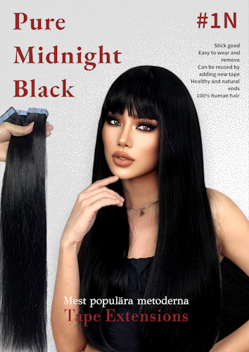 Invisible Tape in Extensions #1N Pure Midnight Black