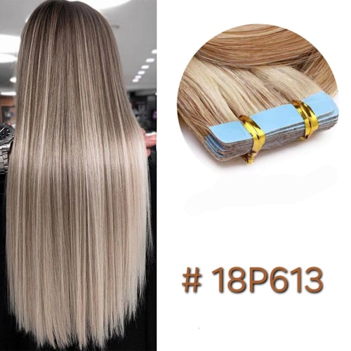 Invisible Tape in Extensions  #18P613 Ash Blond & Bleach Blonde