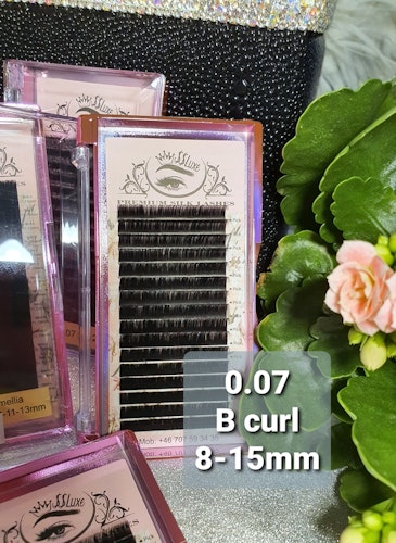 SS Luxe Fransar B böj 0.07 Premium Silk lashes 0.07-1.5 B curl 8-15 mm