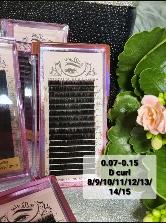 SS Luxe B böj fransar 0.10 Premium silk lashes B curl 0.1 8-15mm