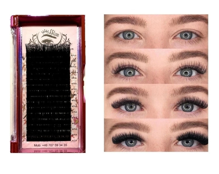 Mega volym SS Luxe fransar C böj 0.03. Premium silk lashes C curl 0.03 8-15mm