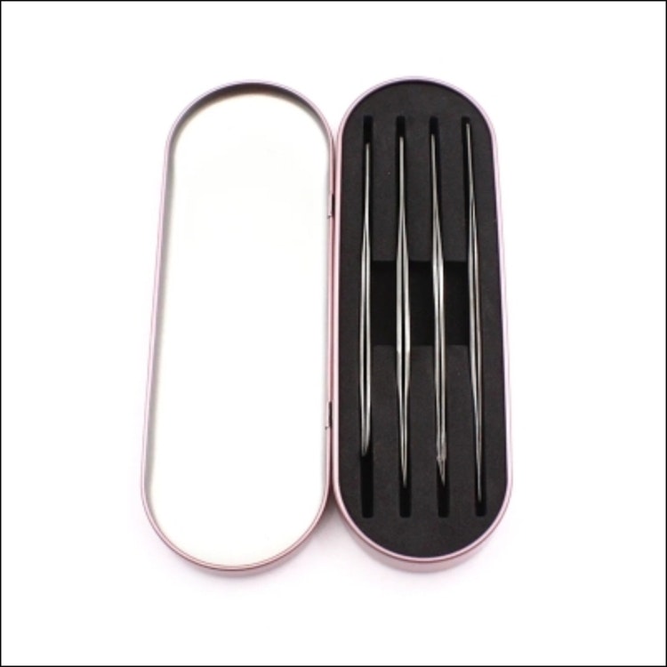 Pincettfodlar Case Tweezers 4 slots exquisite tinplate