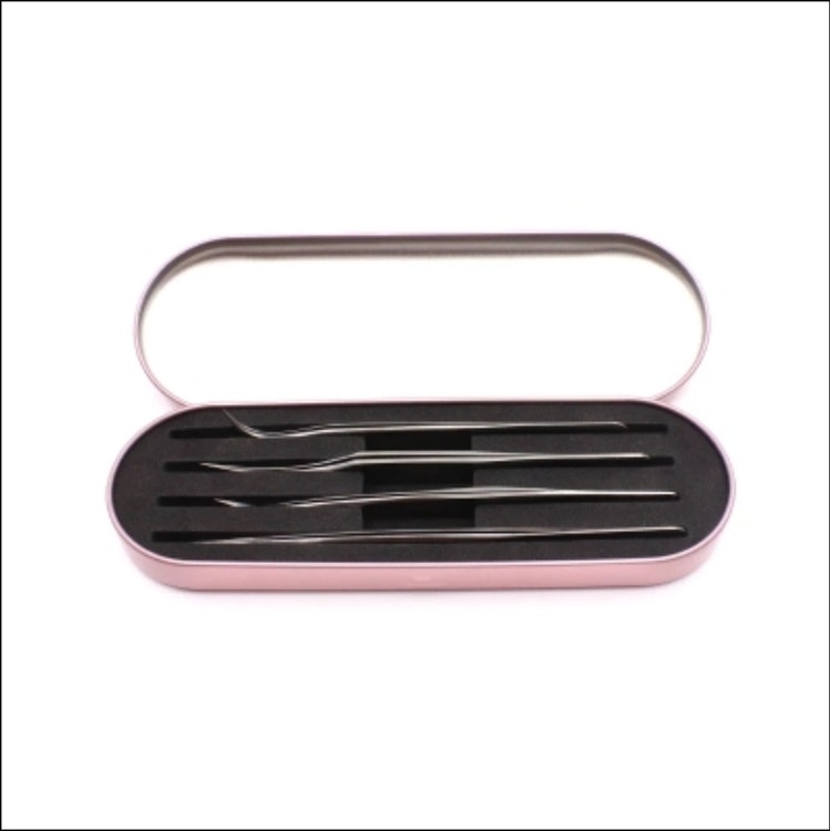 Pincettfodlar Case Tweezers 4 slots exquisite tinplate