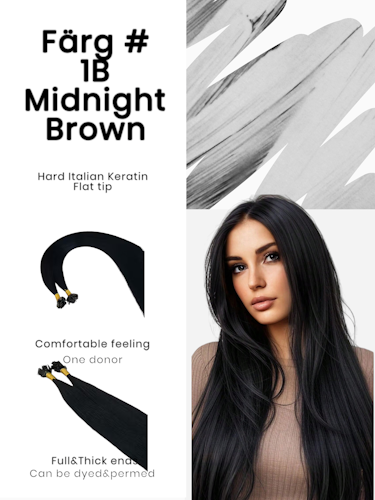 Keratin /Nail hair extensions  Flat-Tip #1B ( Midnight Brown)