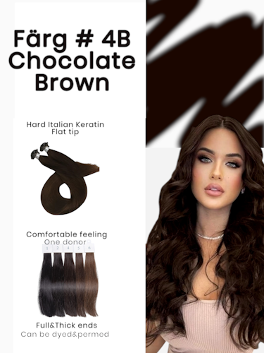 Keratin /Nail hair extensions  Flat-Tip # 4B (Chocolate Brown)