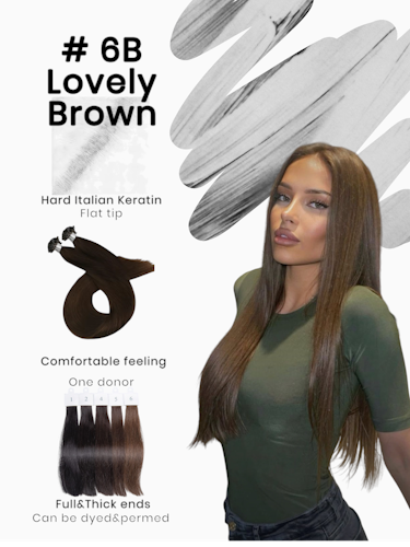 Keratin /Nail hair extensions  Flat-Tip # 6B (Lovely Brown)