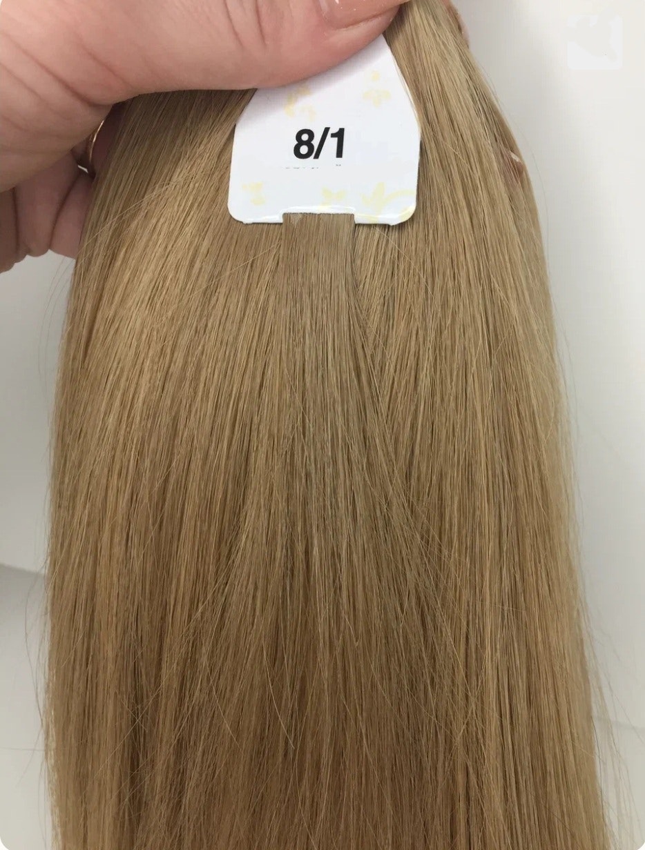 Keratin /Nail hair extensions  Flat-Tip # 8/1 ( Natural Brown)
