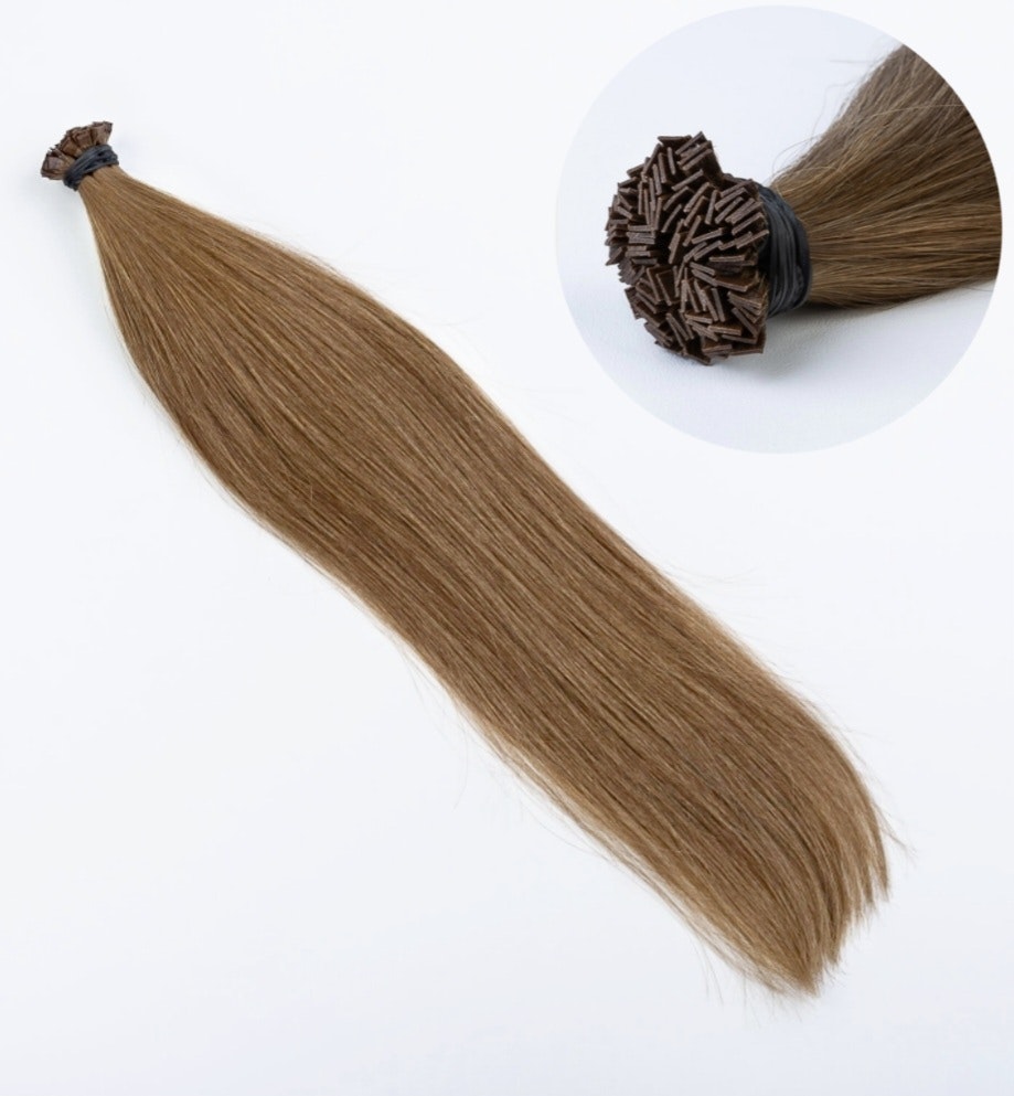 Keratin /Nail hair extensions  Flat-Tip # 8/1 ( Natural Brown)