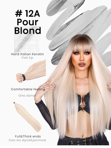Keratin /Nail hair extensions  Flat-Tip # 12А ( Pour Blond)