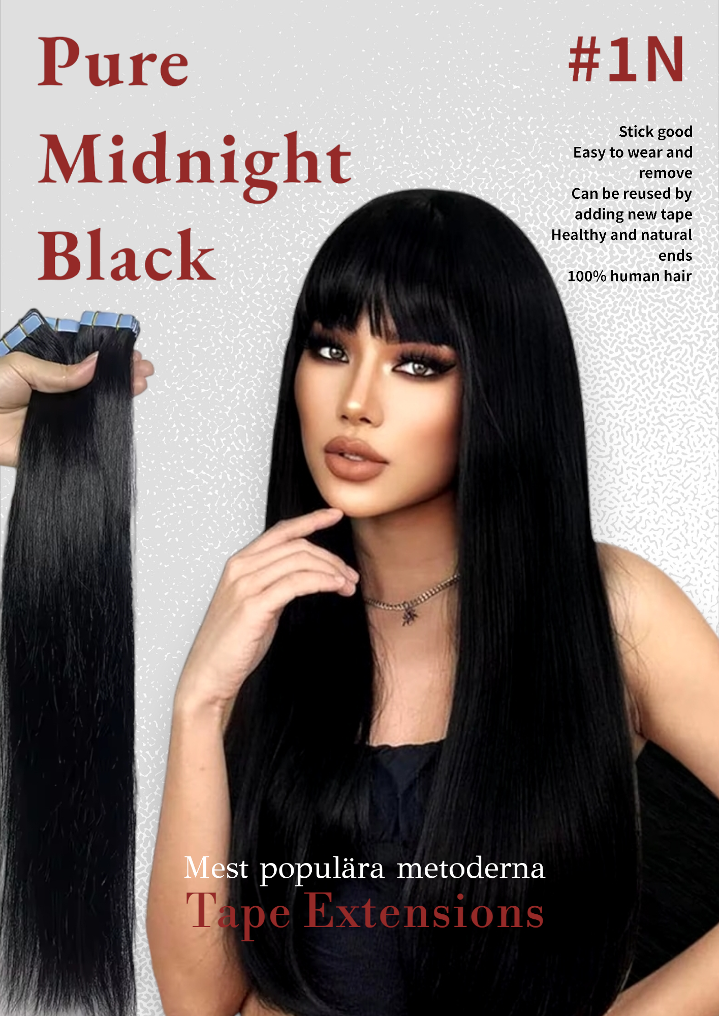 Tape Extensions #1N Pure Midnight Black