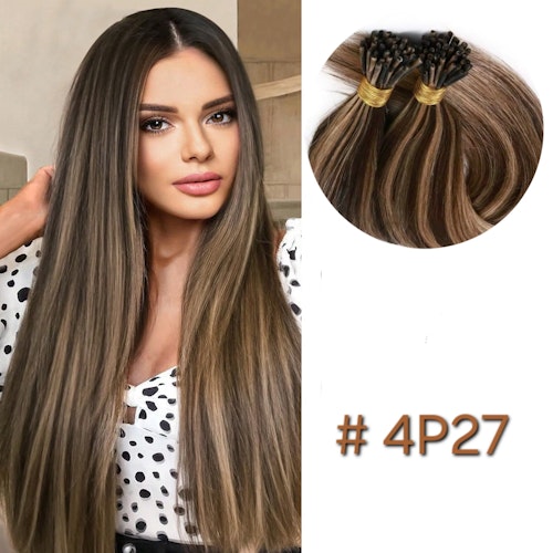 Microring extensions - #4P27 Medium Brown & Dark Blonde