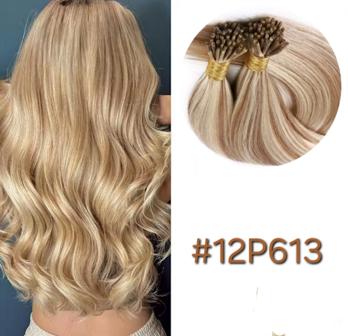 Microring extensions - #12P613 Golden Brown & Bleach Blonde