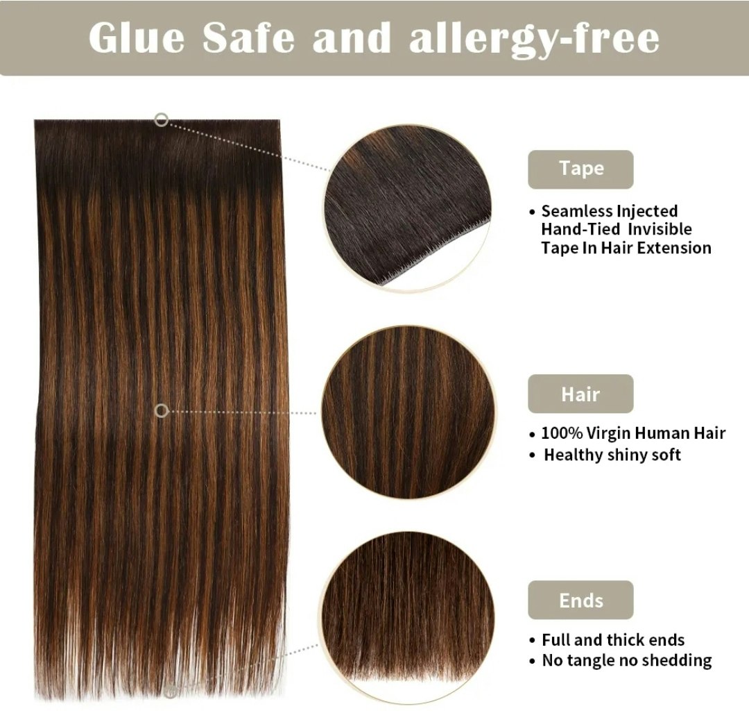 Long Seamless Invisible Tape In Hair Extension  - #T8/60