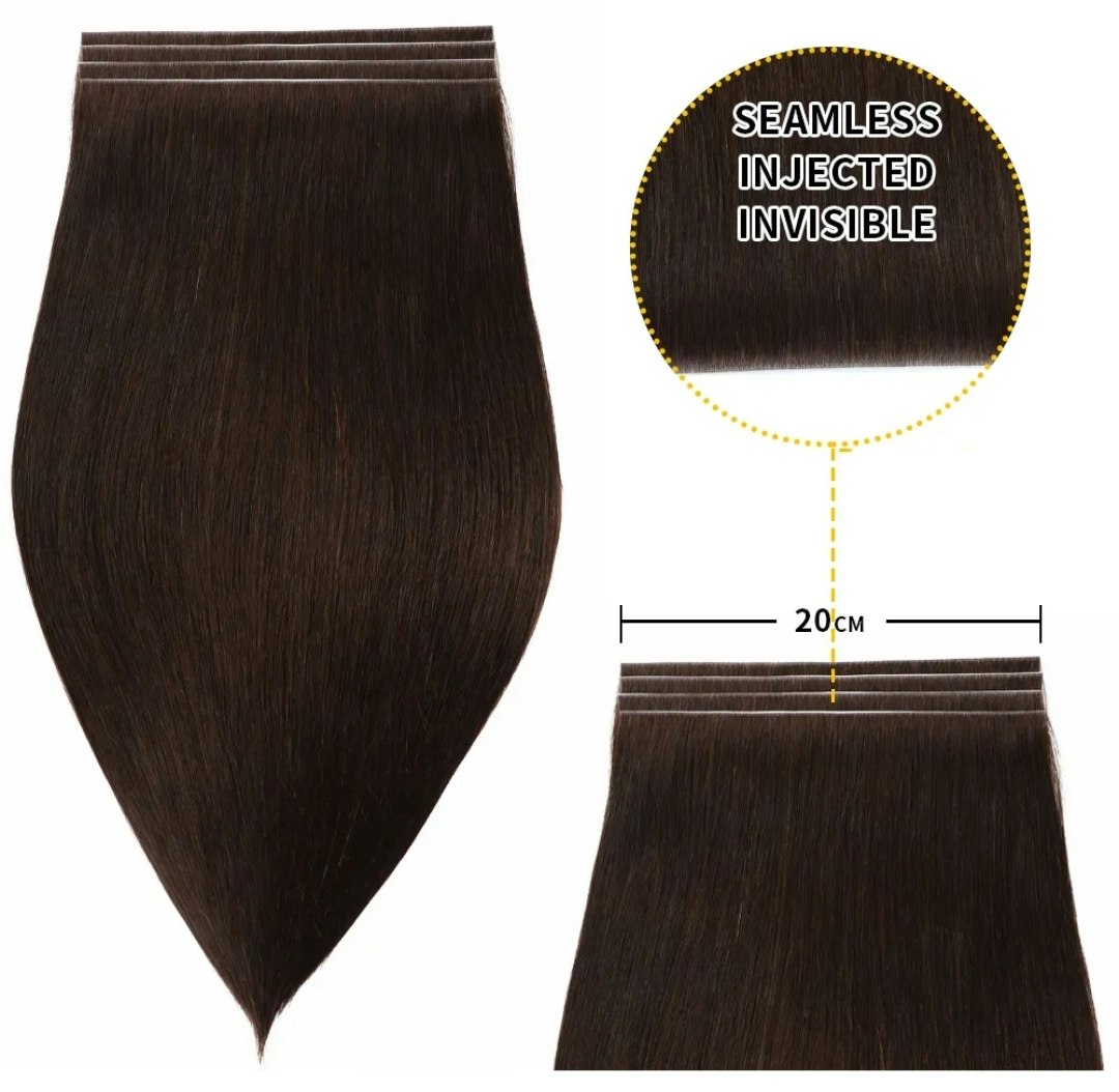 Long Seamless Invisible Tape In Hair Extension - #2 Darkest Brown