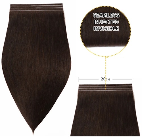 Long Seamless Invisible Tape In Hair Extension - #2 Darkest Brown