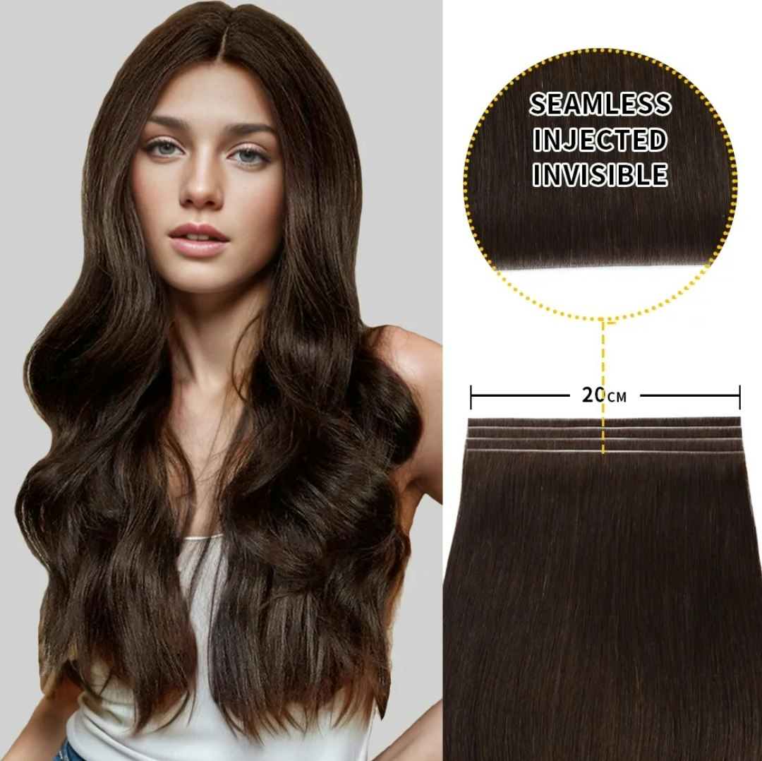 Long Seamless Invisible Tape In Hair Extension - #2 Darkest Brown