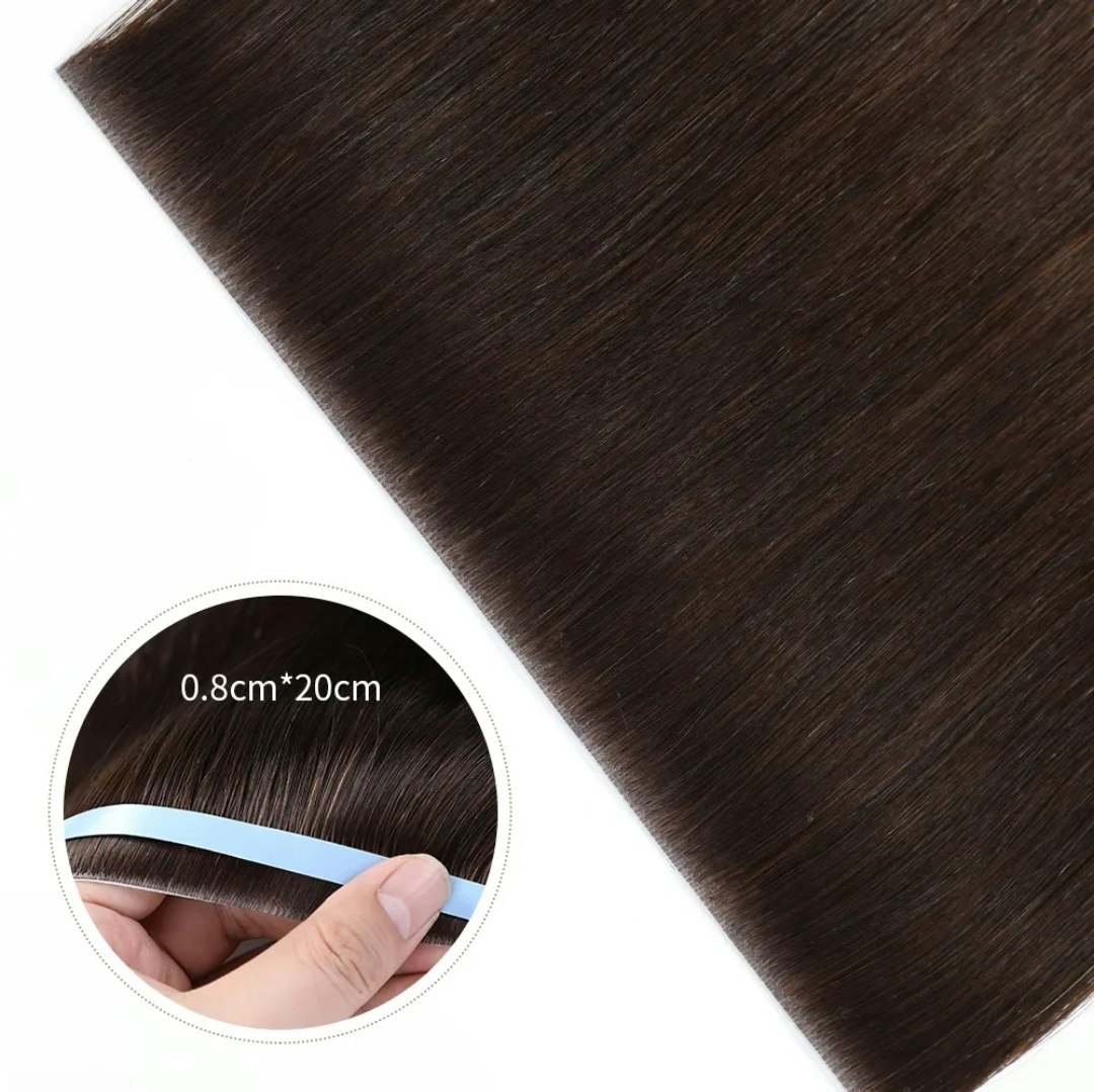 Long Seamless Invisible Tape In Hair Extension - #2 Darkest Brown