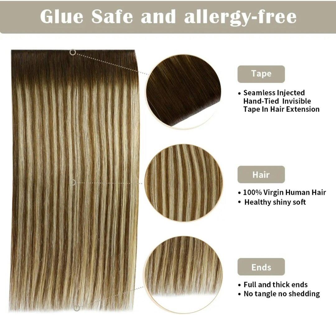 Long Seamless Invisible Tape In Hair Extension - #P6/613/T4