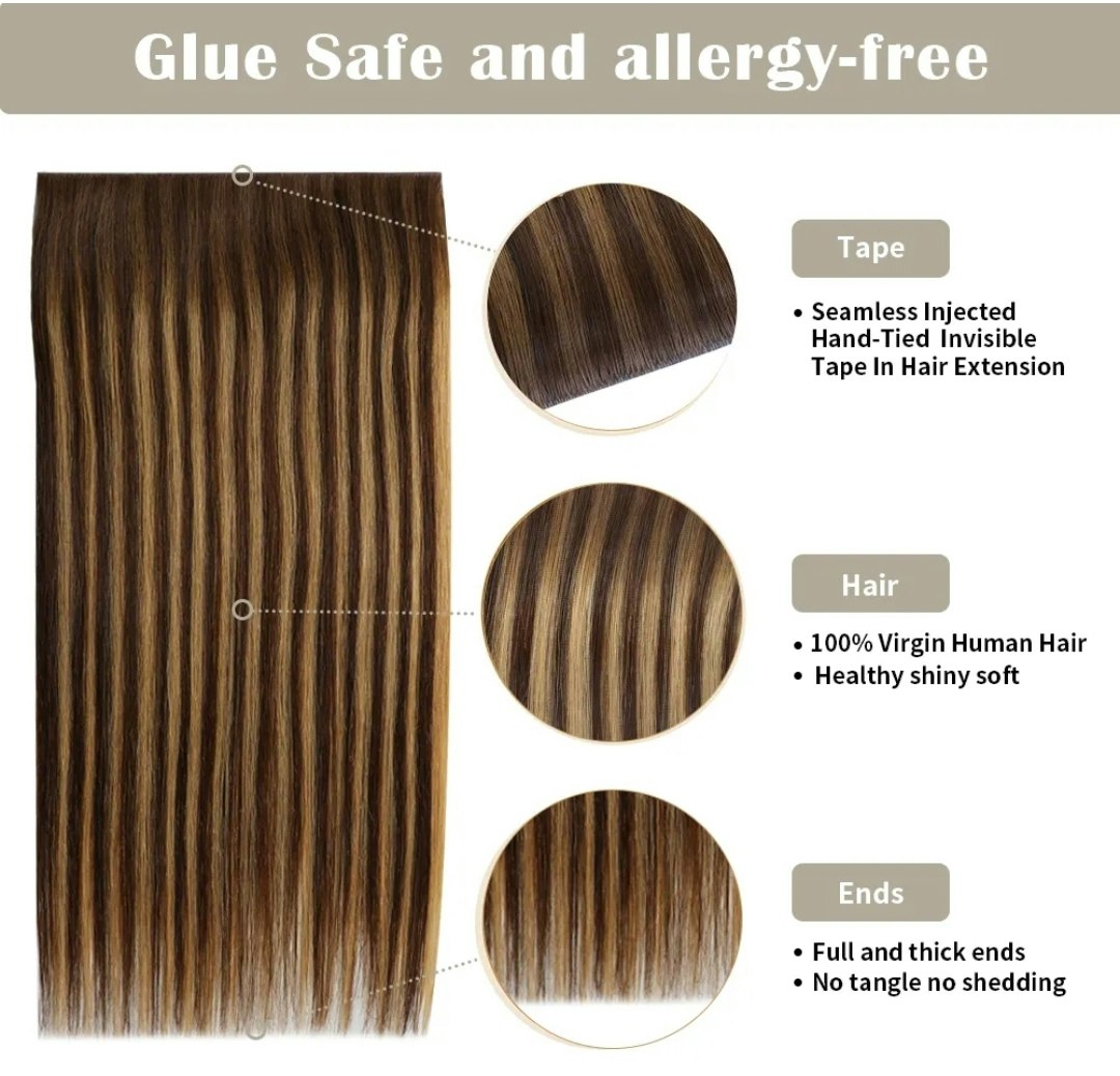 Long Seamless Invisible Tape In Hair Extension - #P4/27/T4