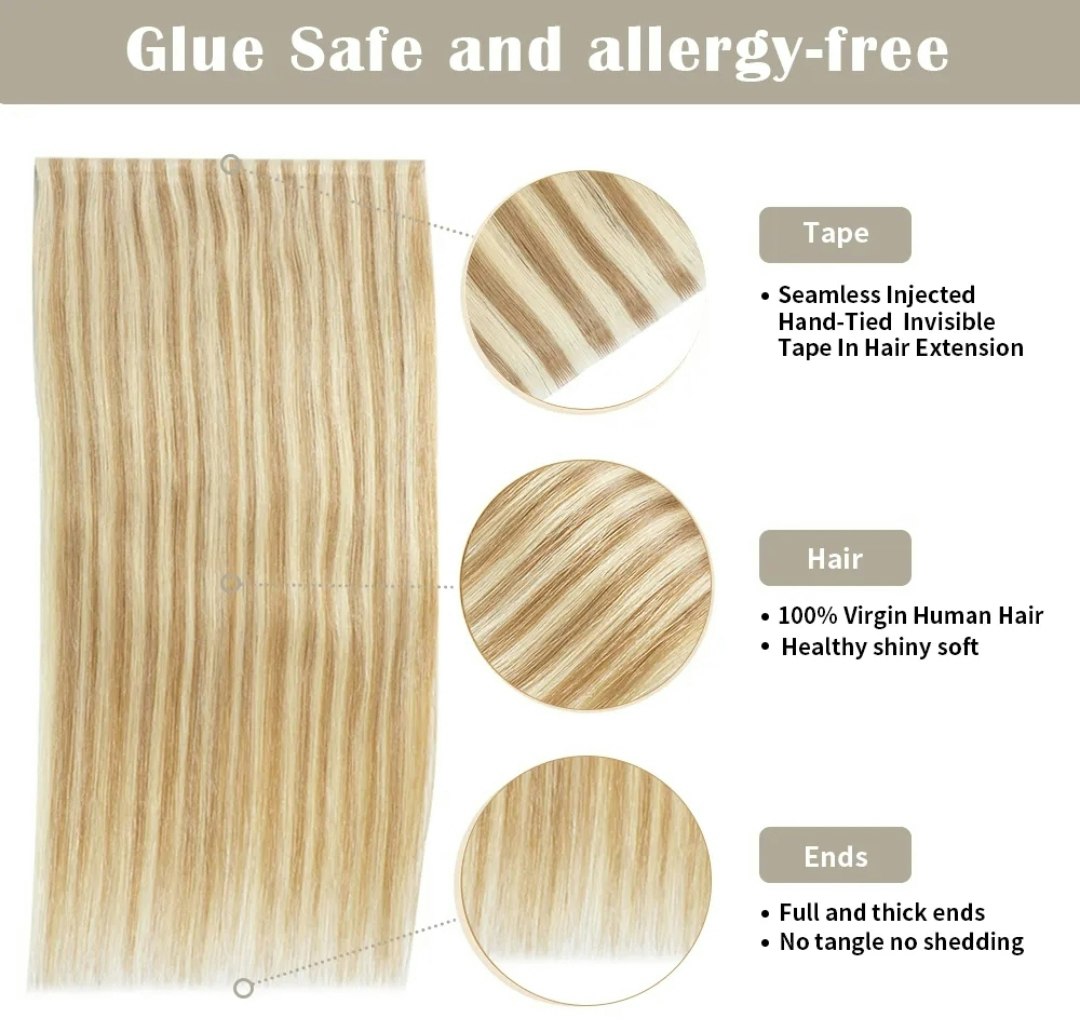Long Seamless Invisible Tape In Hair Extension - #P18/613