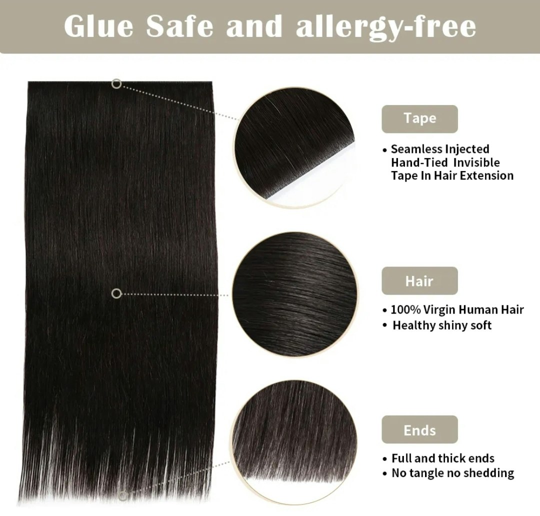 Long Seamless Invisible Tape In Hair Extension - #2B