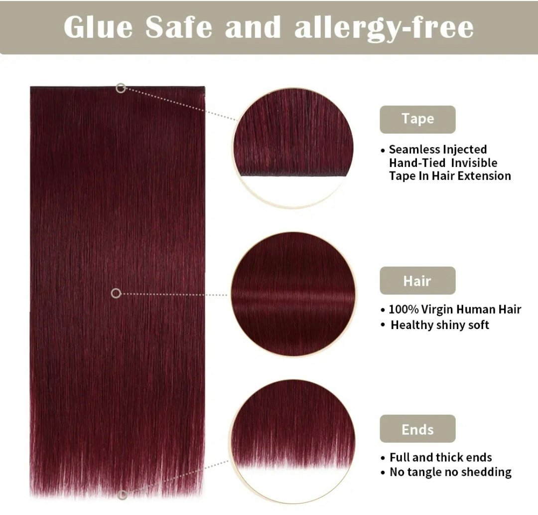 Long Seamless Invisible Tape In Hair Extension - #99J