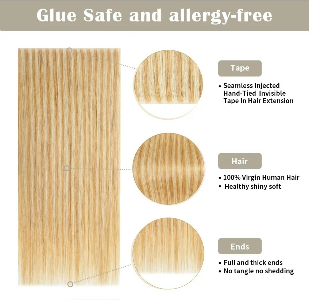 Long Seamless Invisible Tape In Hair Extension - #P27/613