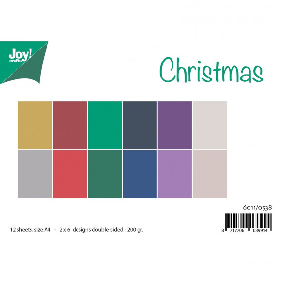 Joy!Crafts, Enfärgat A4 Papper 12st - Christmas