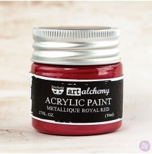 Prima Finnabair Art Alchemy Acrylic Paint 50ml - Metallique Royal Red
