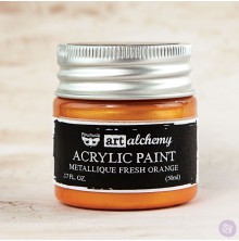 Prima Finnabair Art Alchemy Acrylic Paint 50ml - Metallique Fresh Orange