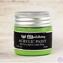 Prima Finnabair Art Alchemy Acrylic Paint 50ml - Metallique Lime Peel