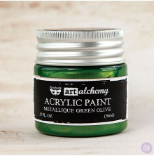Prima Finnabair Art Alchemy Acrylic Paint 50ml - Metallique Green Olive