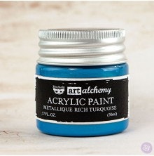 Prima Finnabair Art Alchemy Acrylic Paint 50ml - Metallique Rich Turquoise