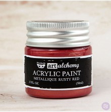 Prima Finnabair Art Alchemy Acrylic Paint 50ml - Metallique Rusty Red