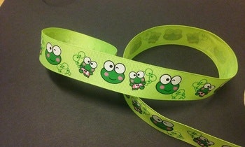 Grosgrain med tryck, 25mmx1m, Frogs  740606