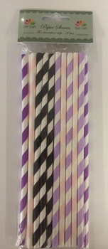 Dixi Craft Paper Straws 20 stk, Lila/svart randig