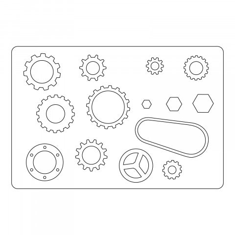 661817 Sizzix L-die, industrial cogs mm